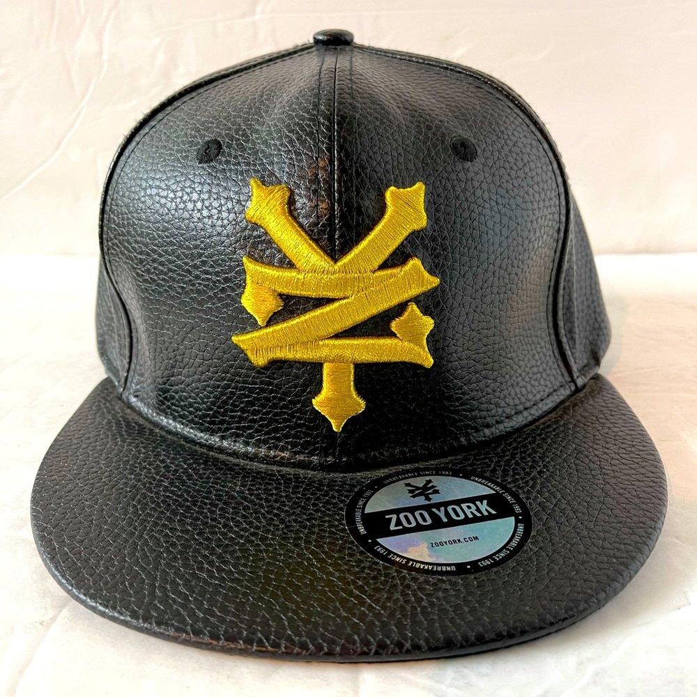 ZOO YORK Faux Leather Flat-bill Snap Back Cap Hat